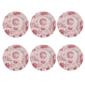 Prato Sobremesa Vermelho Linha Toule de Jouy