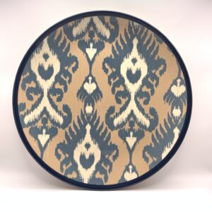 Prato Raso Azul e Bege Linha Ikat