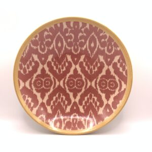 Prato Fundo Vinho e Bege Linha Ikat