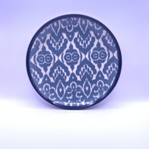 Prato Sobremesa Branco e Azul Linha Ikat