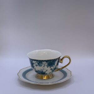 Xícara Flores Azul Turquesa Linha Bella Platinum